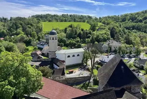 Hrad Sovinec - pohled na kostel sv. Augustina